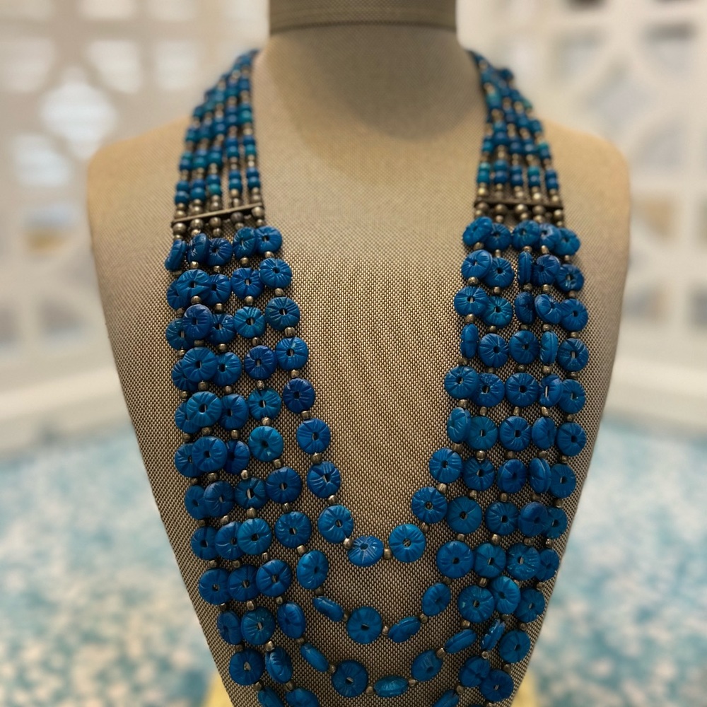 Multi strand blue necklace